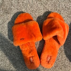 UGG Vibrant Orange Fuzzy Slide